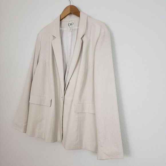 Cato Women's Cream linen Blazer - Picture 5 of 9